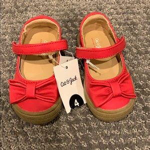 Cat & Jack red bow dress shoes// size 4// NWT